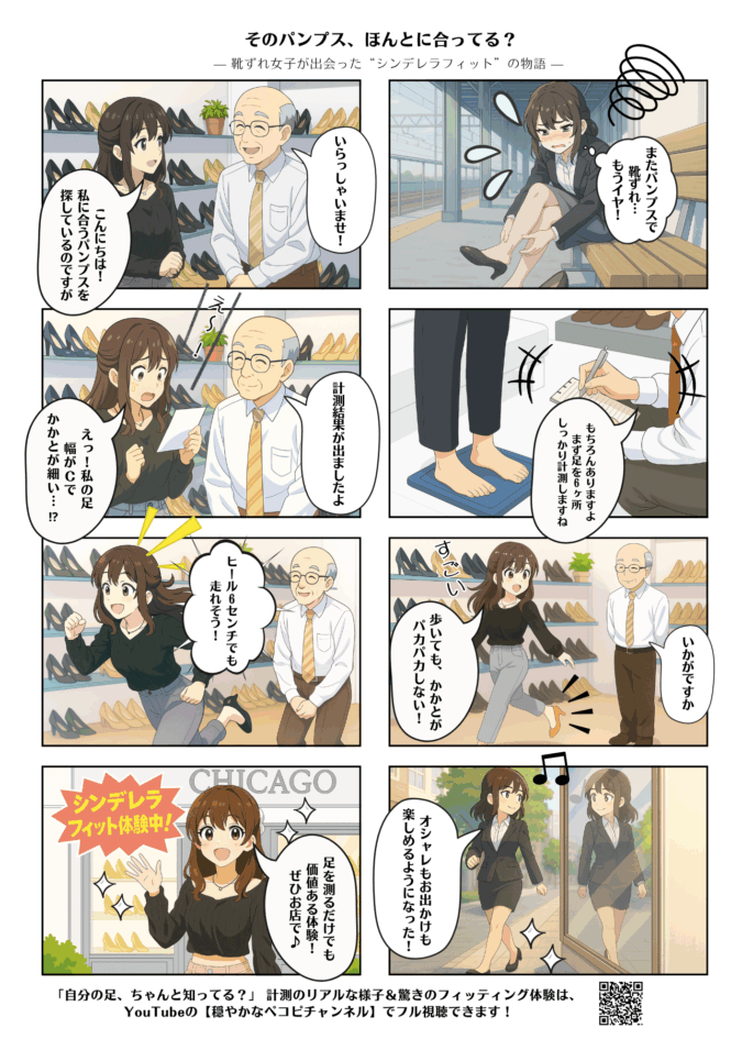 【パンプス難民卒業】あの体験が8コマ漫画に！シンデレラフィットって本当にあるんだ…！